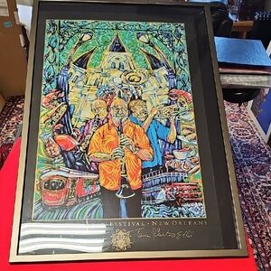 New Orleans Festival Art Print with Black Frame